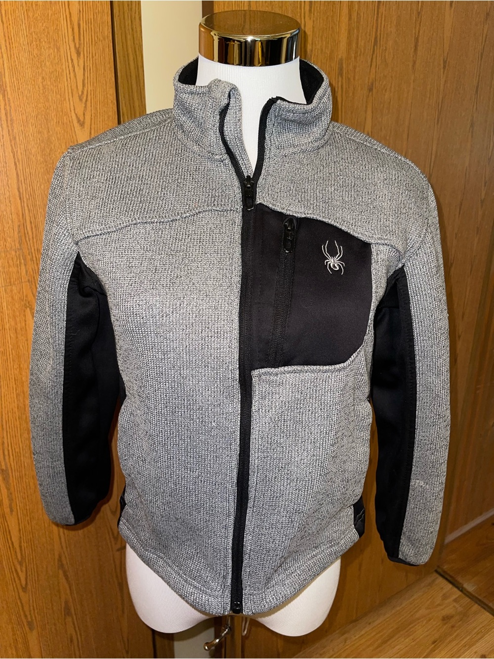 Spyder Youth Heather Gray and Black Performance Full-Zip Jacket
